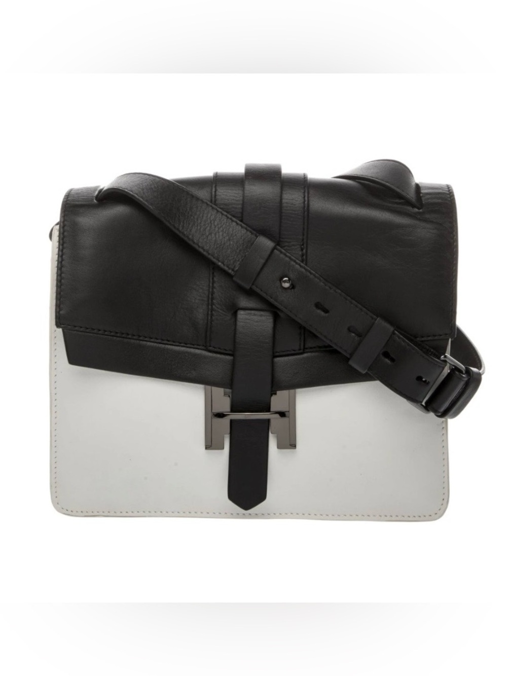 Halston Heritage- Two-Tone Black & Cream Shoulder Bag